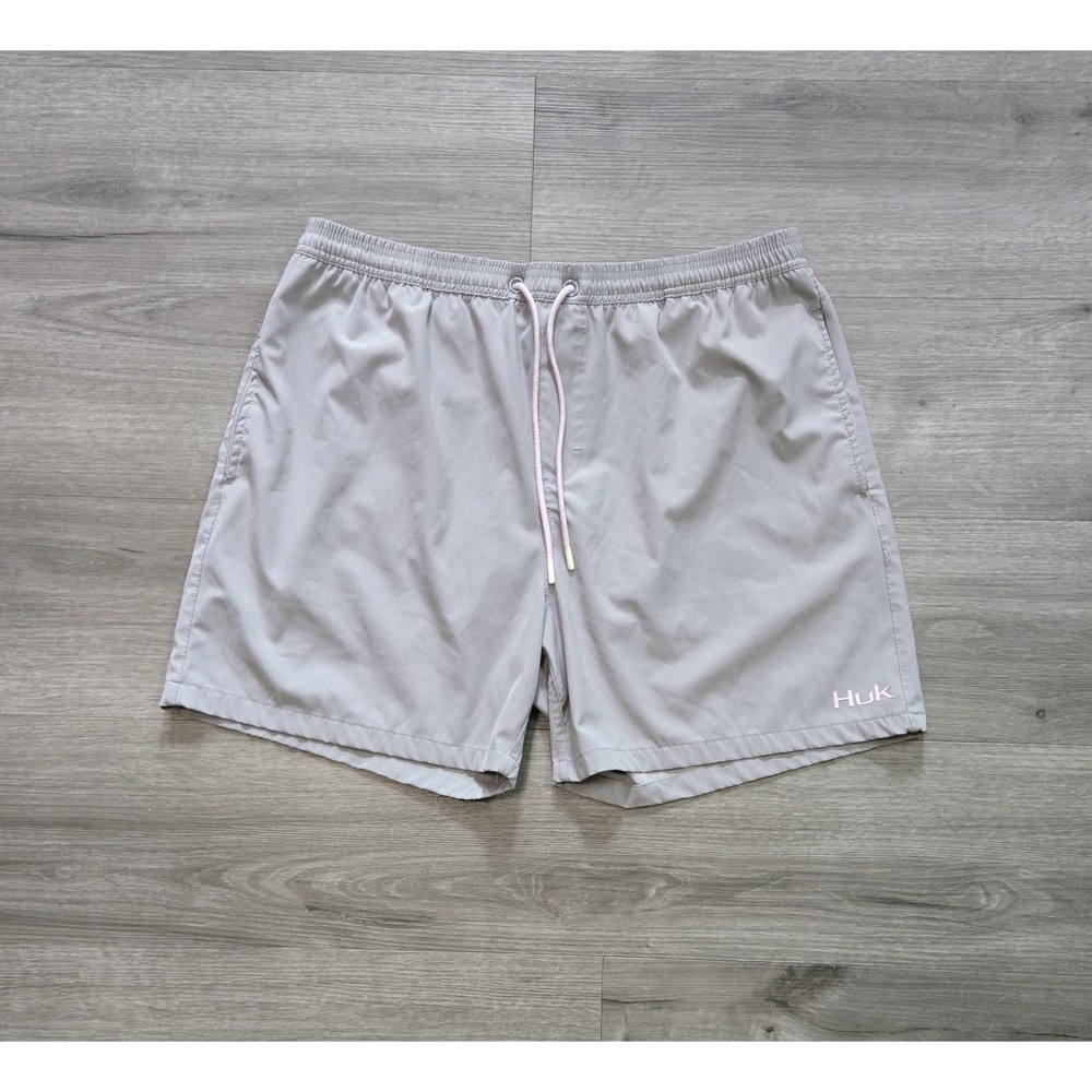 Huk Performance Fishing Men's XXL Gray Swim Trunks Lined Drawstring Shorts